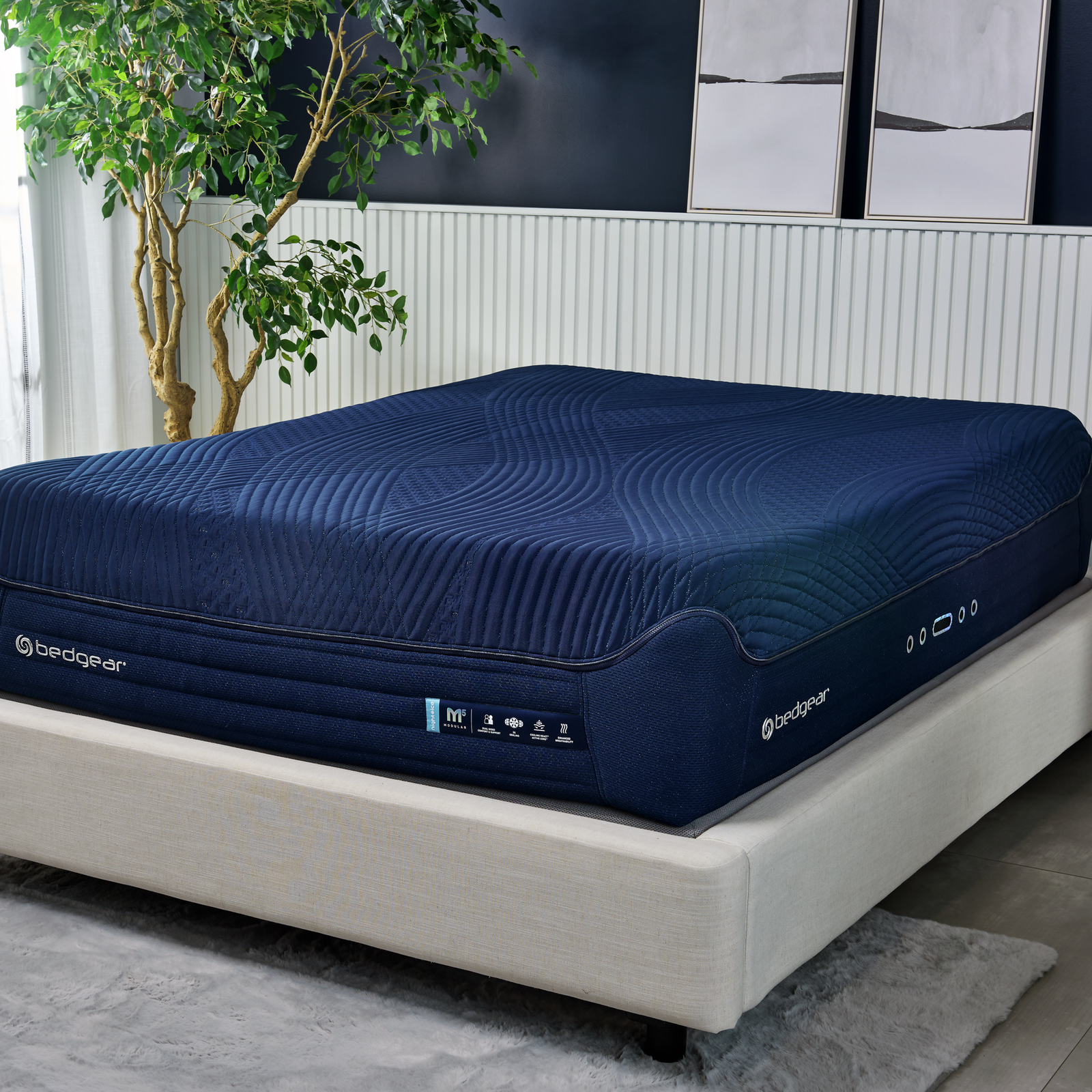 Bedgear M5 Night Ice Performance mattress styled on a bed in a modern bedroom