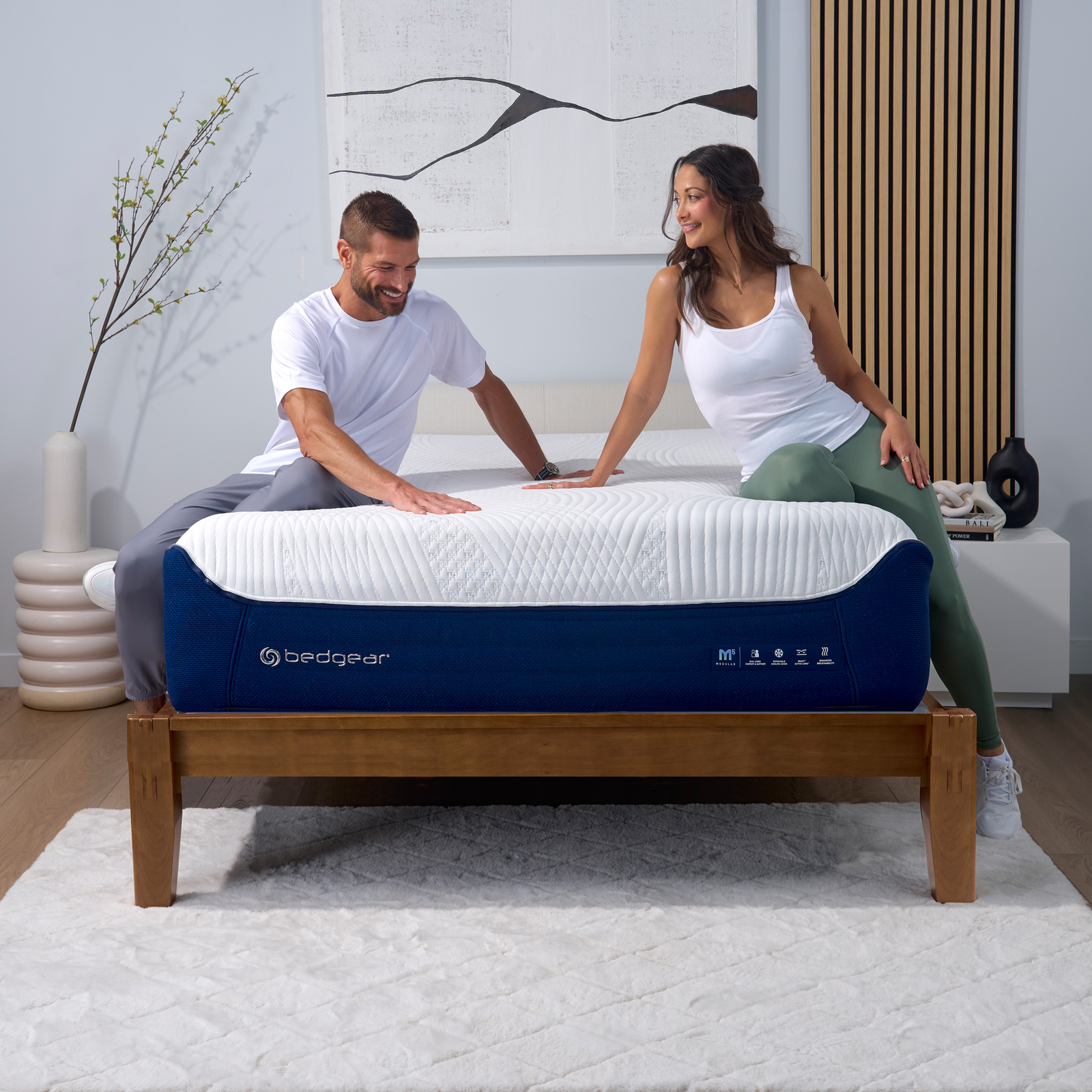 Bedgear M5 Performance modular mattress in a bedroom setting