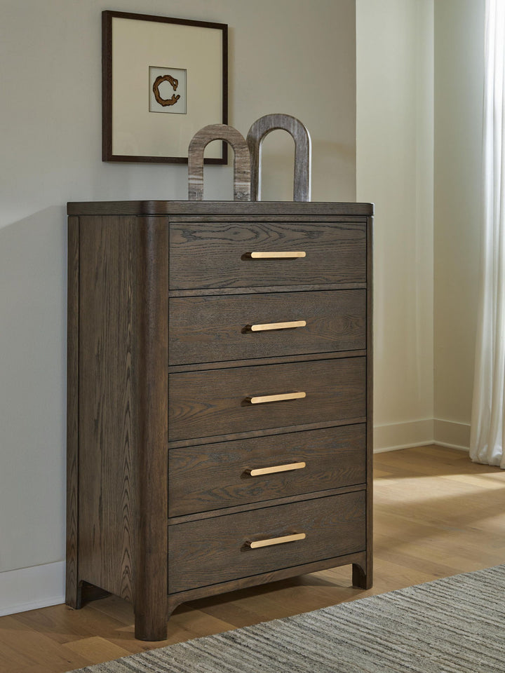Radkin - Five Drawer Chest - Burnished Brown