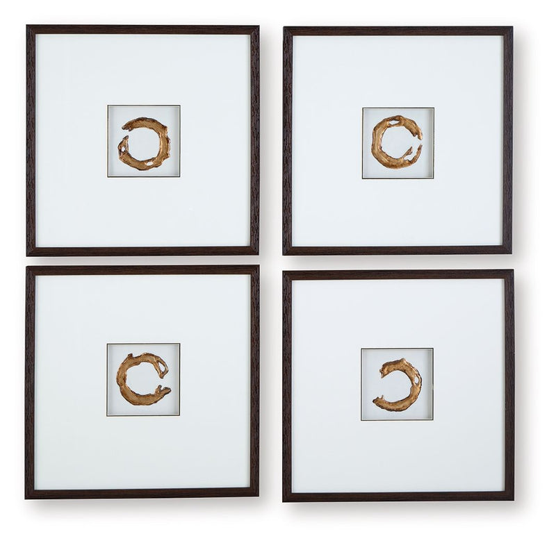 Dallbourne - White / Gold Finish - Wall Art Set (Set of 4)