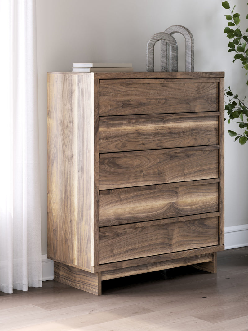 Chirason - Brown - Five Drawer Wide Chest