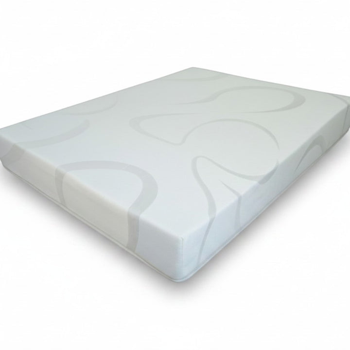 10-inch gel memory foam RV mattress, angled view with breathable swirl-knit cover — Magic Sleeper, Pottstown PA