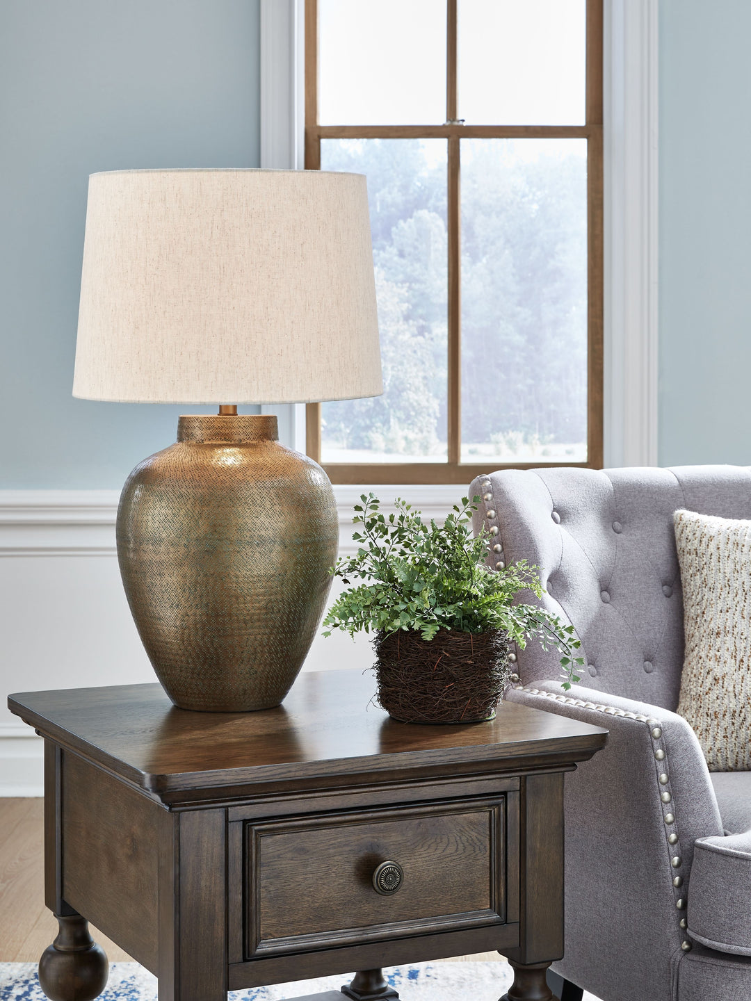 Madney - Metal Table Lamp - Antique Gold Finish