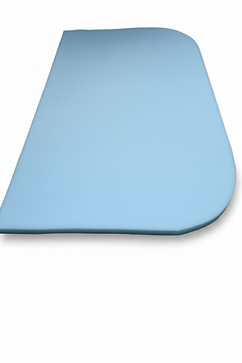 Gel memory foam topper cut to the Casita radius curve for cushioned comfort over dinette cushions