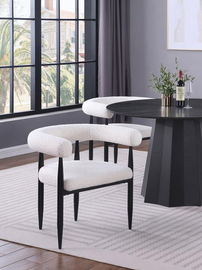 Dunmore - Boucle Upholstered Dining Arm Chair (Set of 2) - Cream