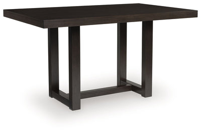 Neymorton - Dark Grayish Brown - 5 Pc. - Rectangular Dining Room Counter Table, 4 Barstools