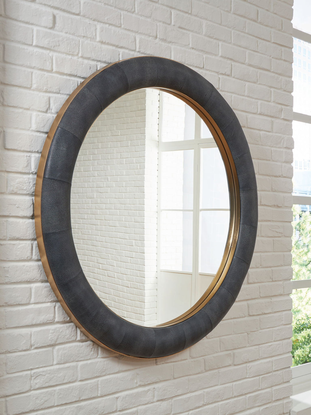 Corinsworth - Accent Mirror - Charcoal / Brass Finish