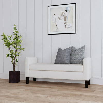 Rex - Fabric Upholstered Accent Bench With Armrests - Vanilla