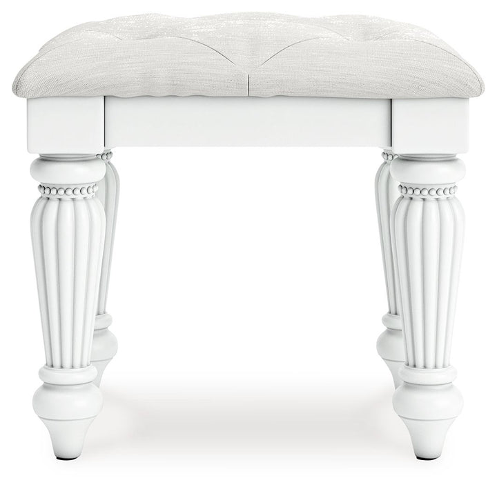Kozlani - Vanity Upholstered Stool - White