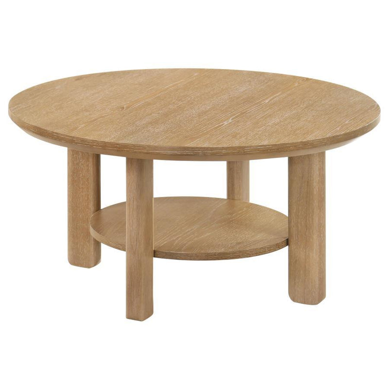 Ottowa - Round Wood Table With Shelf