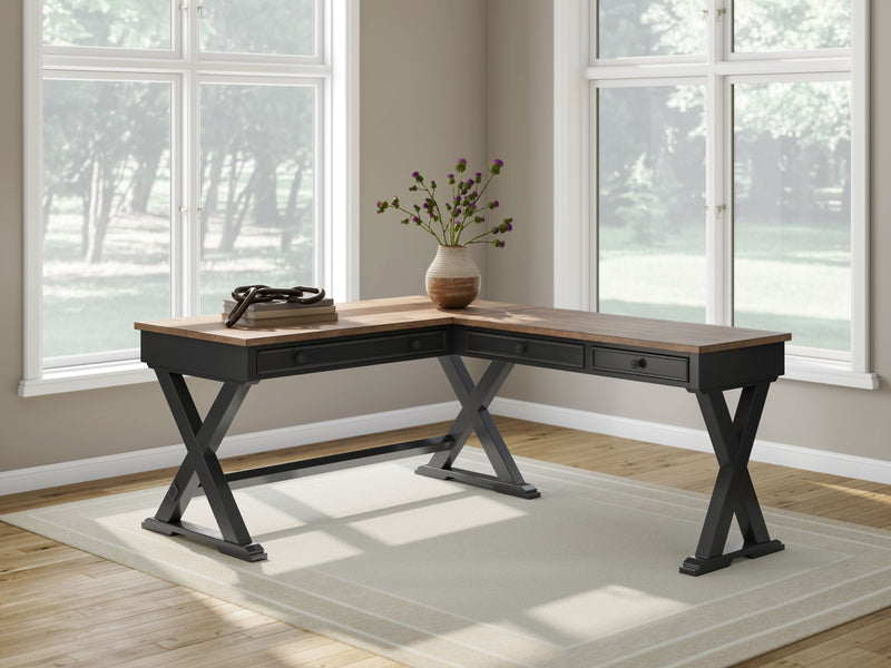Wildenauer - Brown / Black - Home Office Desk And Return