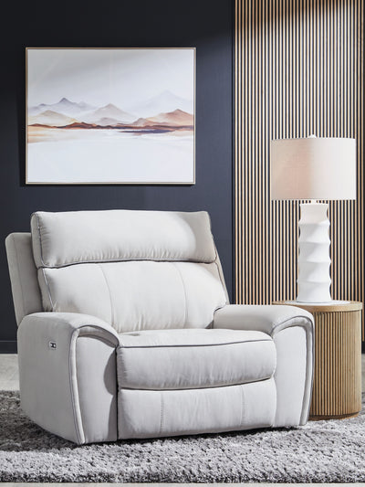 Social Pointe - Pearl / Ash - Power Recliner / Adjustable Headrest