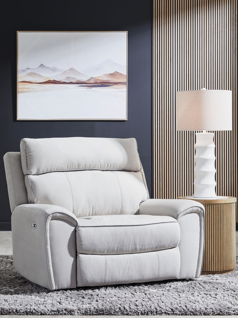 Social Pointe - Pearl / Ash - Power Recliner / Adjustable Headrest