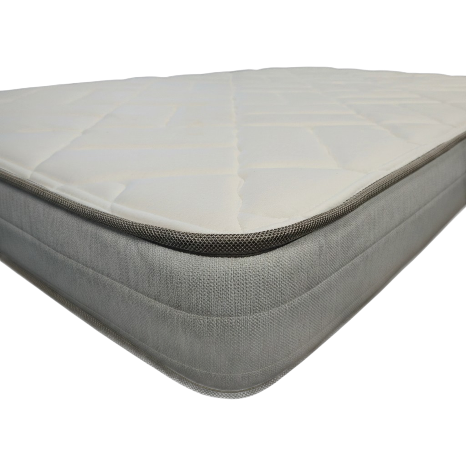 Close up of the quilted top and breathable mesh gusset on a 5 inch RV bunk mattress from Magic Sleeper serving Berks and Montgomery County PA