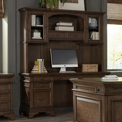 Hartshill - 5-Drawer Credenza With Hutch - Burnished Oak