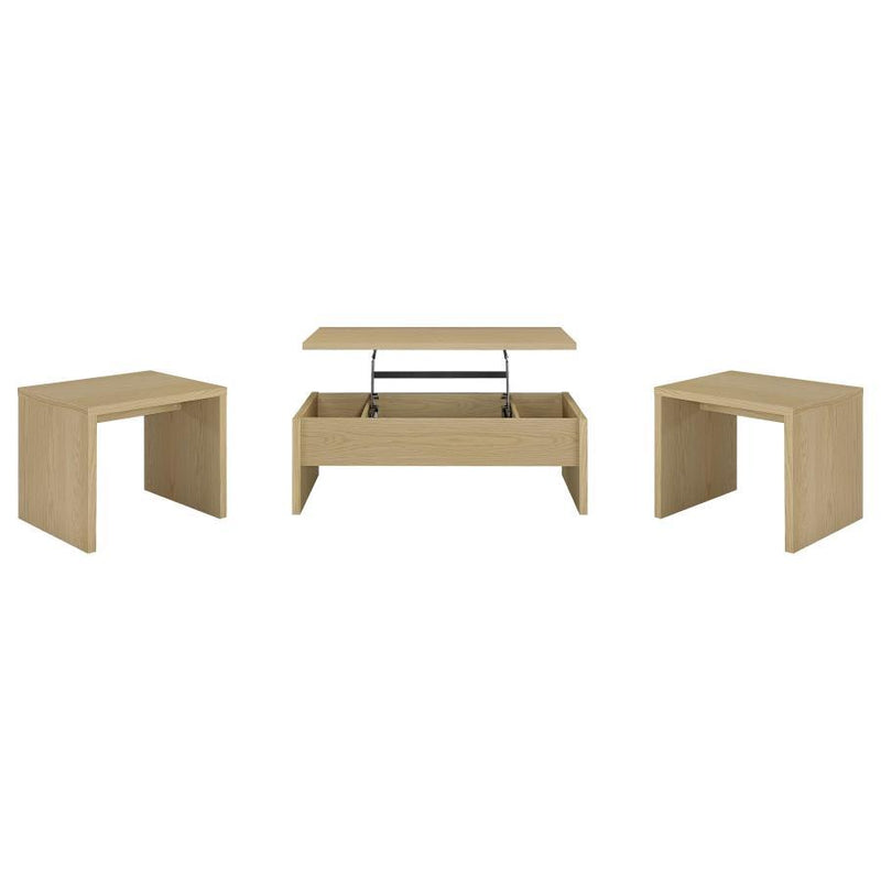Canoga - Lift Top Cocktail Coffee Table Set - Light Oak