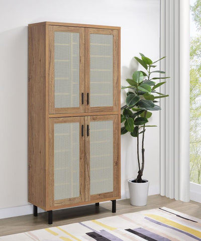 Teller - 80" 4-Door Tall Shoe Storage Cabinet - Natural Oak