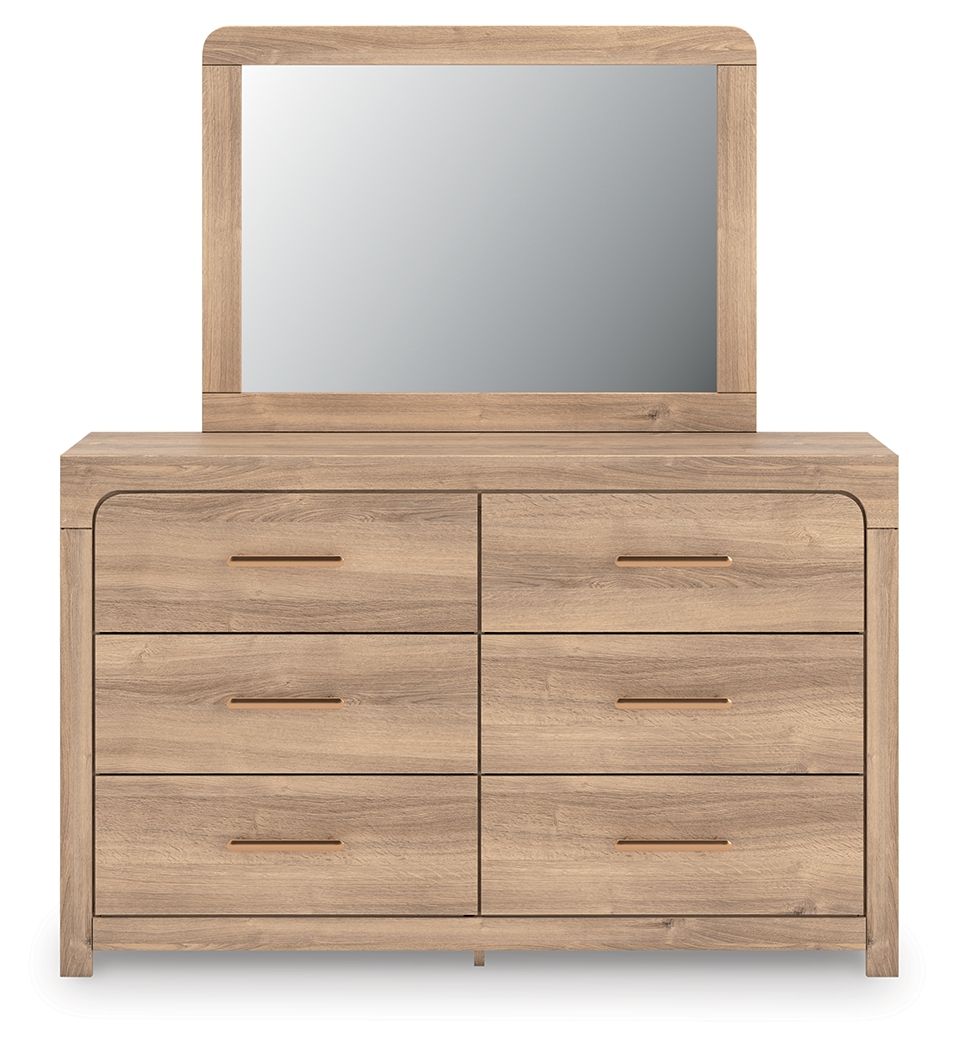 Kinlanni - 4 Pc. - Queen Panel Bed, Dresser, Mirror And Nightstand - Tan