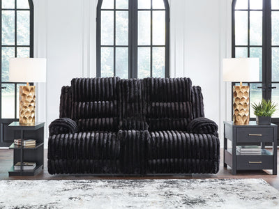 Rhine Falls - Onyx - Double Reclining Power Loveseat With Console