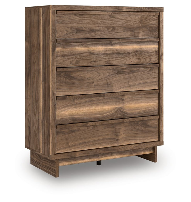 Chirason - Brown - Five Drawer Wide Chest