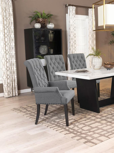 Alana - Fabric Upholstered Dining Arm Chair - Gray