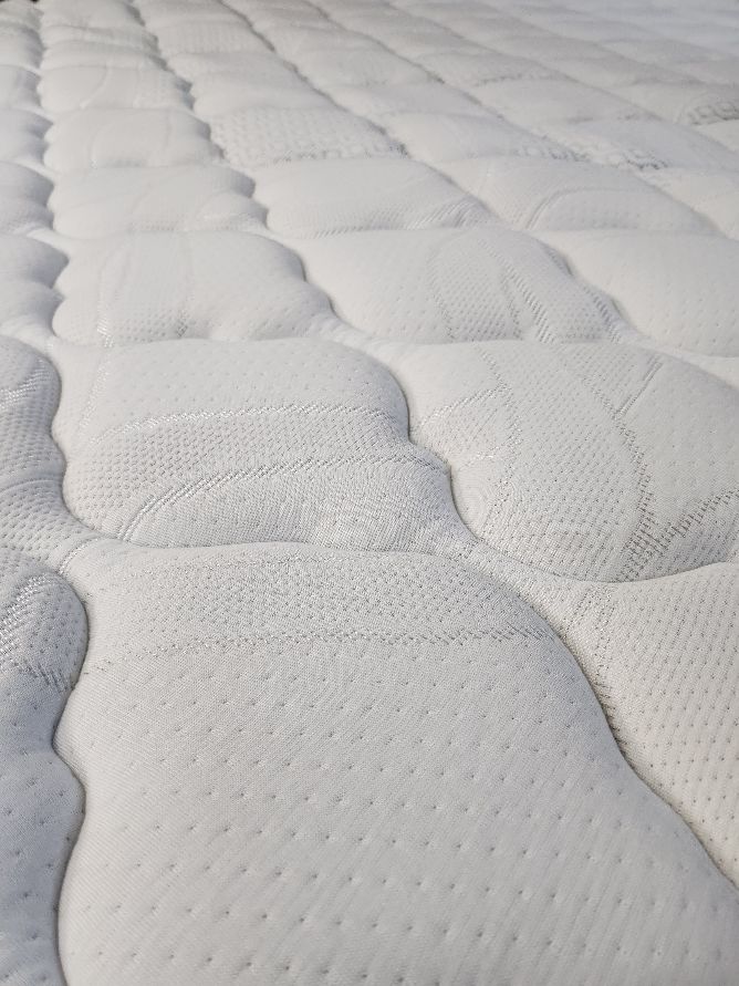 Quilted Scamp mattress shell with a soft quilted top, custom made for Scamp campers
