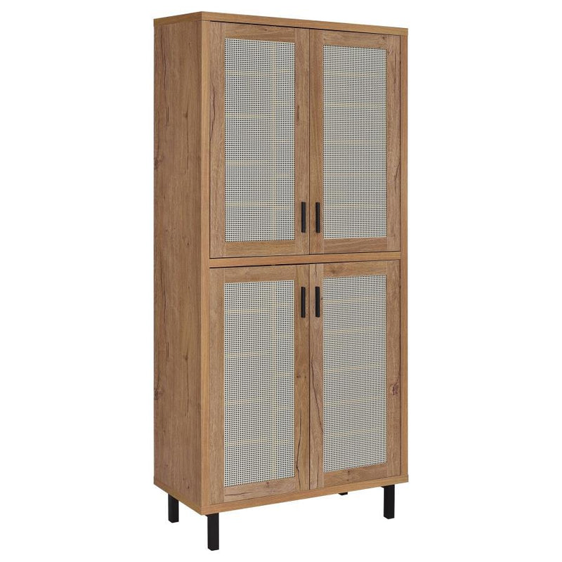 Teller - 80" 4-Door Tall Shoe Storage Cabinet - Natural Oak