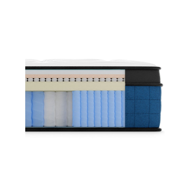 Bear Elite Ultra Hybrid layer cutaway showing foam layers microcoils and zoned coils