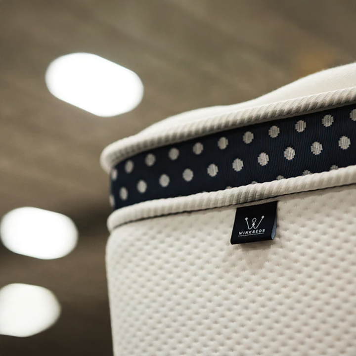 Close-up of the WinkBed Hybrid, a top-rated hybrid mattress for back pain, at Magic Sleeper in Pottstown, PA