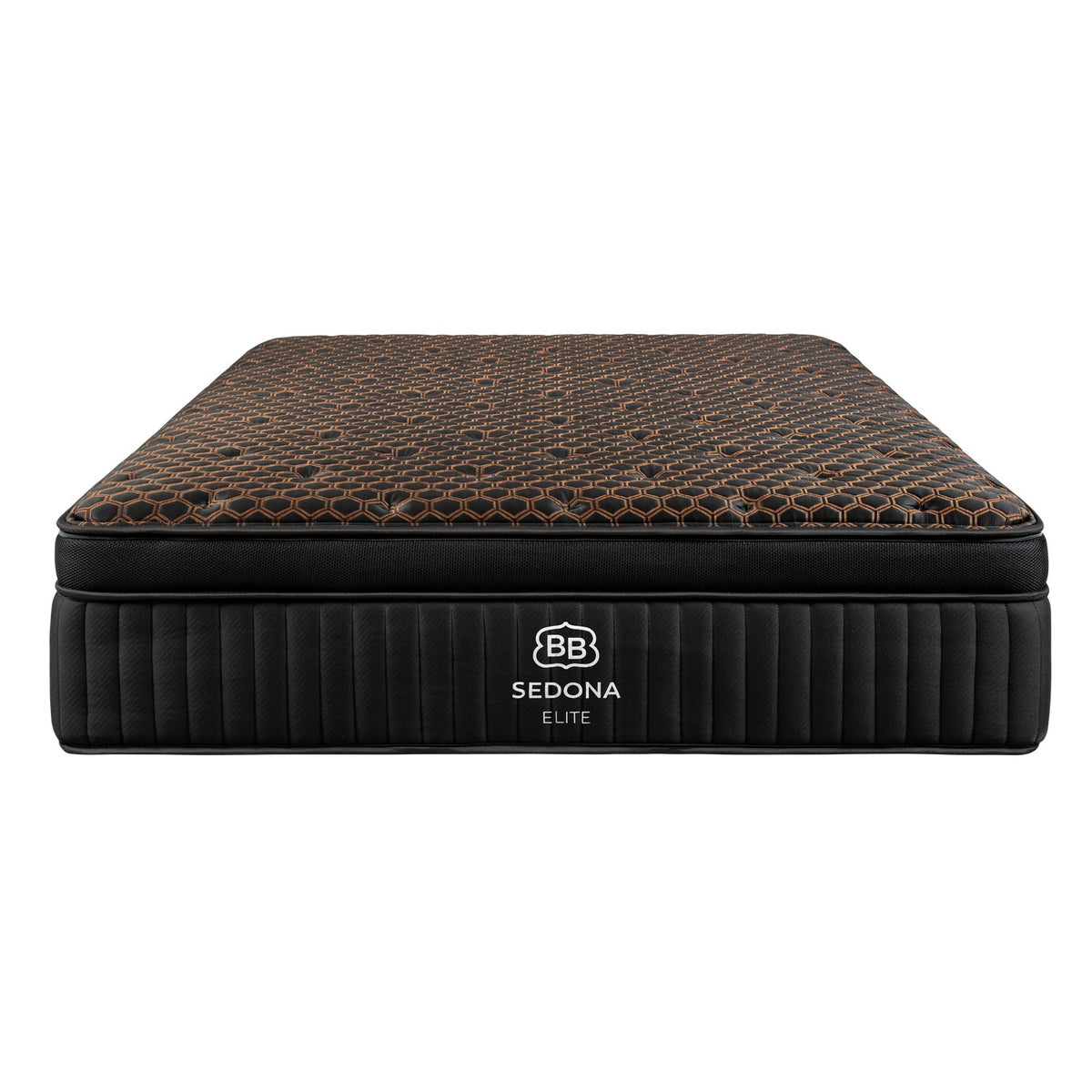 Brooklyn Bedding Sedona Elite 15 inch copper memory foam hybrid mattress, front view, on display at Magic Sleeper in Pottstown PA