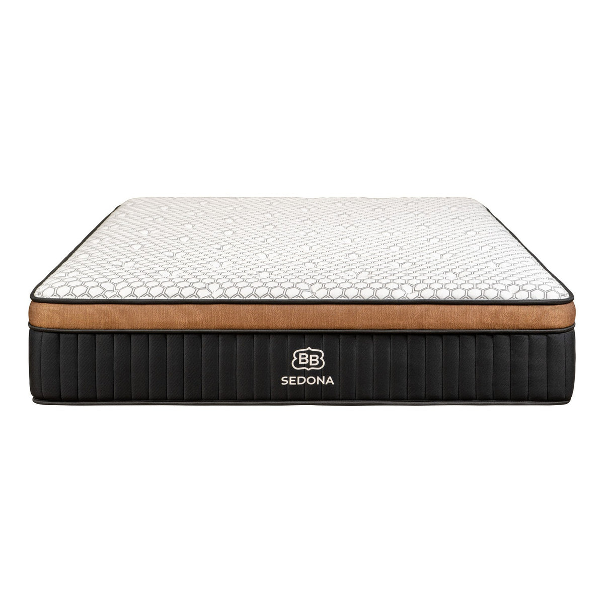 Brooklyn Bedding Sedona LX 13 inch Talalay latex hybrid mattress, front view, on display at Magic Sleeper in Pottstown PA