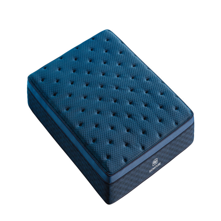 Front view of the Brooklyn Bedding Signature Hybrid RV mattress showing the tufted Euro-top profile and BB Signature side branding — also available in Short Queen, Short King, RV King 70x80, 72x80, and bunk sizes