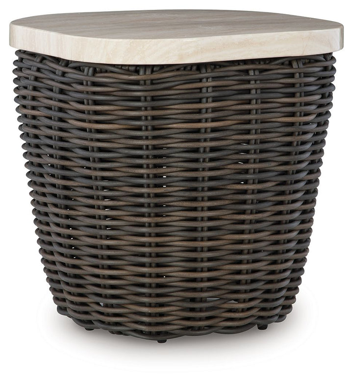 Kimora - Square End Table - Beige / Dark Brown