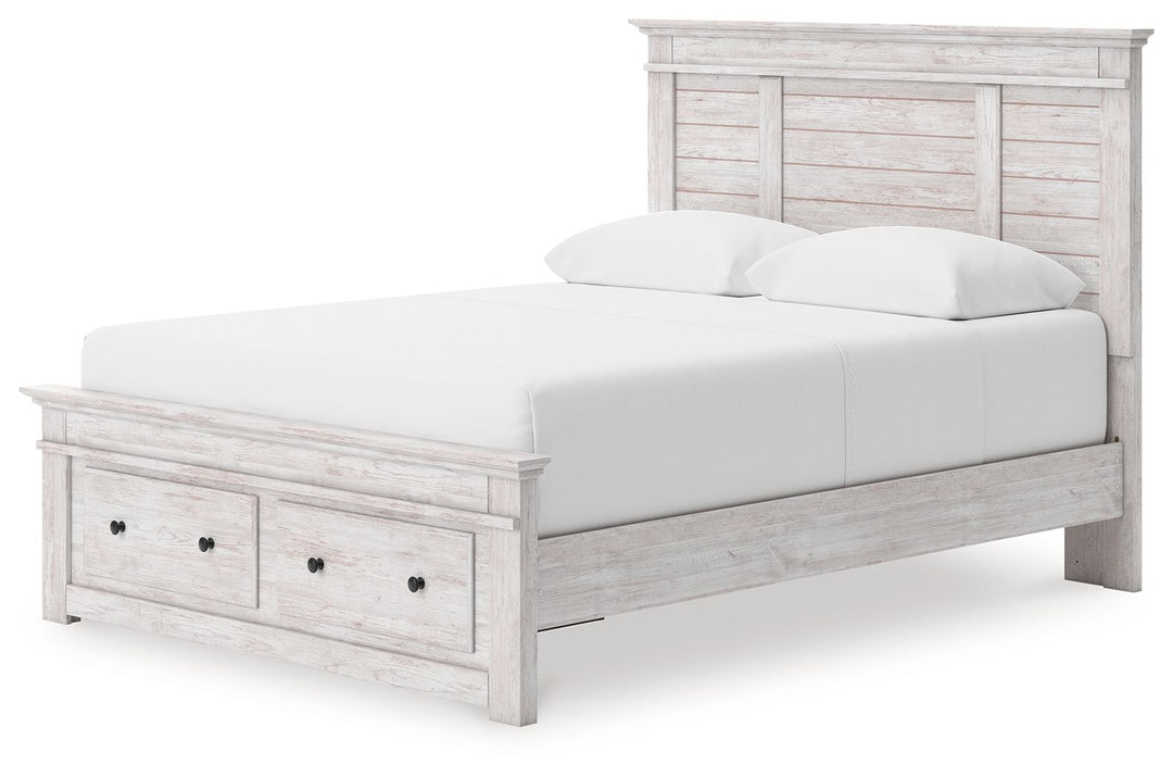 Makidern - Panel Storage Bed With Under Bed Storage Unit And Storage Footboard