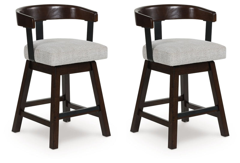 Haddigan - Dark Brown - Upholstered Swivel Barstool (Set of 2)