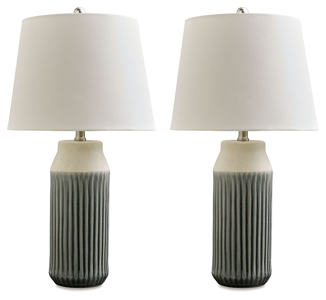 Afener - Ceramic Table Lamp (Set of 2) - Blue / Beige