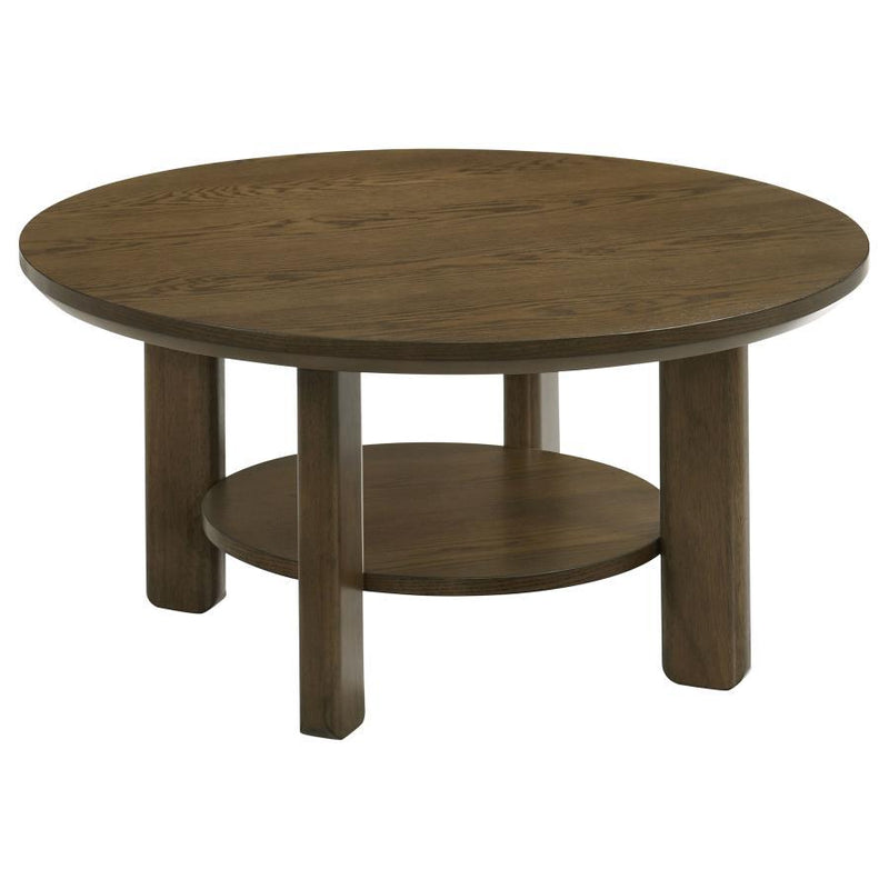 Ottowa - Round Wood Table With Shelf