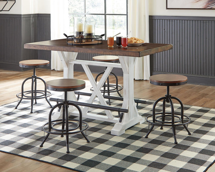 Valebeck - Rectangular Dining Room Counter Table - White / Brown
