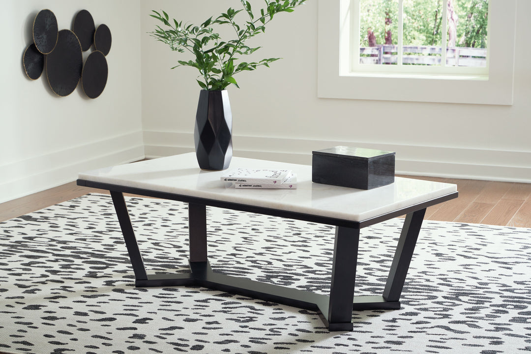 Fostead - Rectangular Cocktail Table - White / Espresso