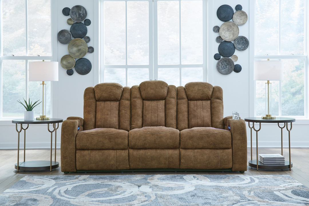 Wolfridge - Power Reclining Sofa With Adj Headrest - Brindle