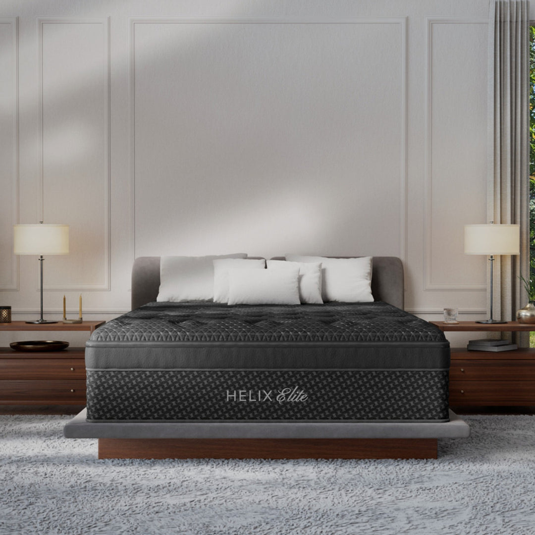 Helix Elite mattress styled in a bedroom at Magic Sleeper, Pottstown PA