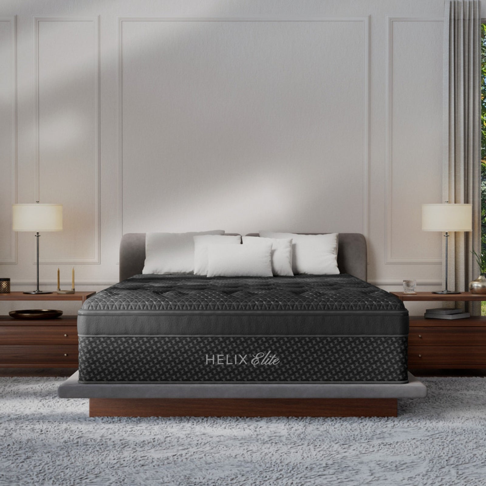 Helix Elite mattress styled in a bedroom at Magic Sleeper, Pottstown PA