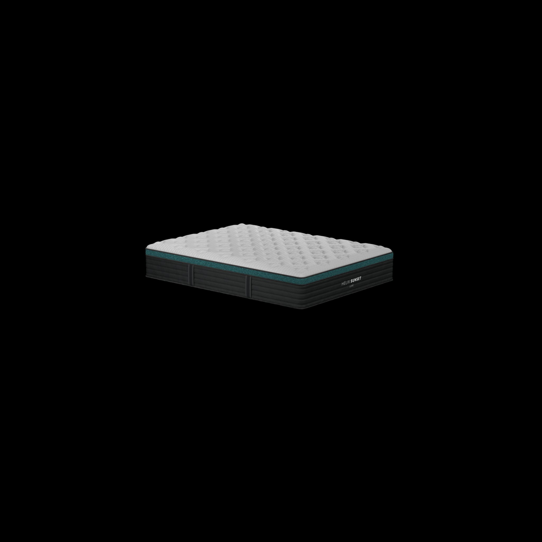 Helix Sunset Luxe mattress corner view showing the plush quilted top