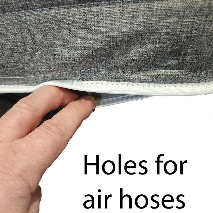 Close-up of the air hose openings sewn into the Magic Sleeper Sleep Number replacement cover
