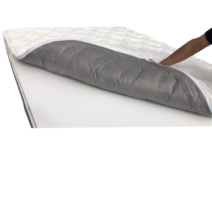 Underside view of the Pillow Top Shell Sleep Number replacement cover and air chamber compartment