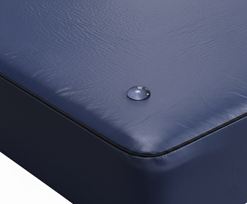 Blue Vinyl Inverted Seam Mattress