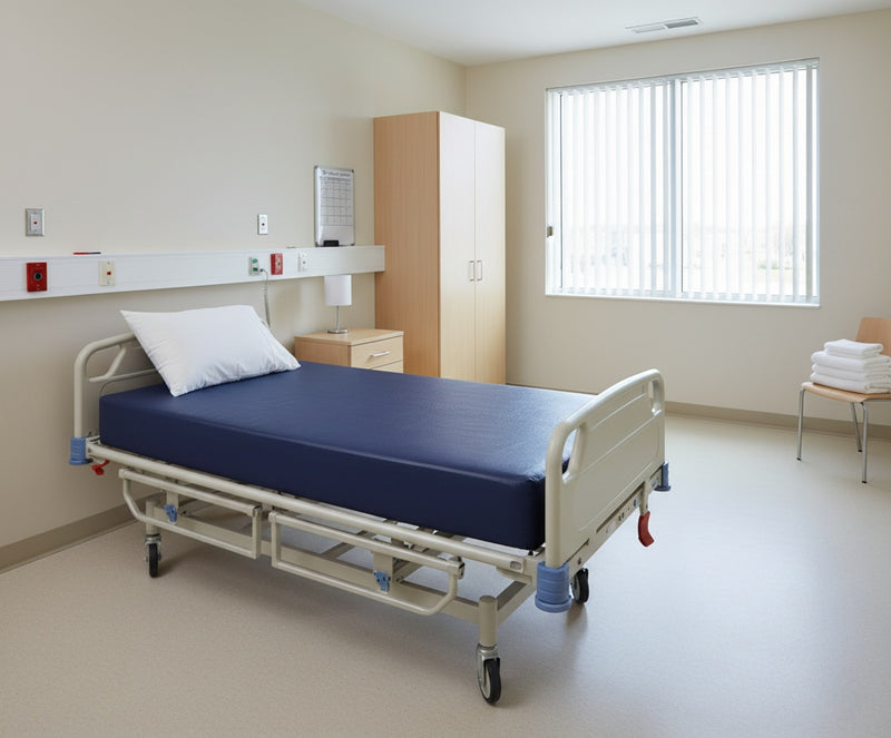 Blue Vinyl Inverted Seam Mattress