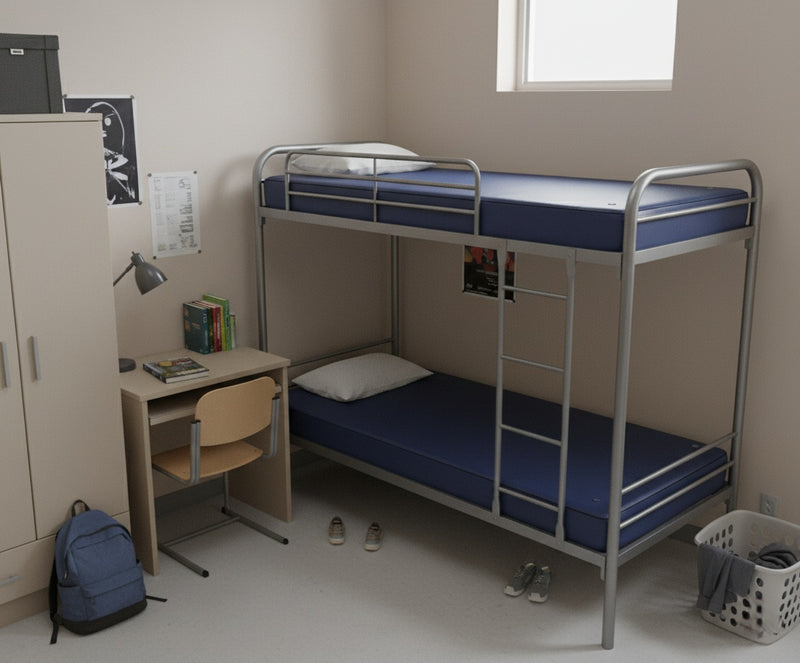 Blue Vinyl Inverted Seam Mattress