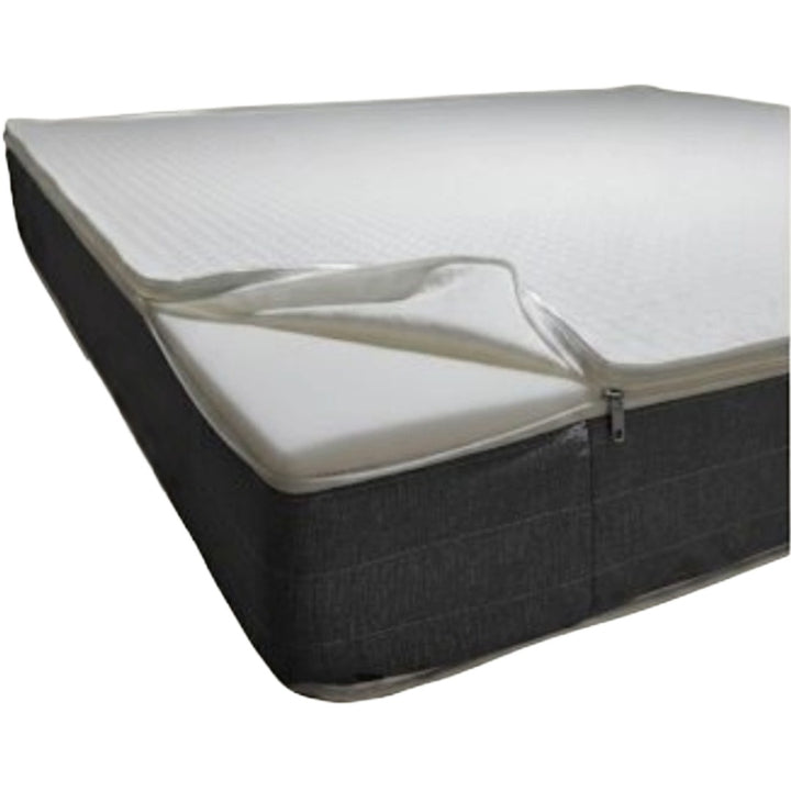 Scamp mattress zippered shell shown with a foam comfort layer added over the dinette cushions