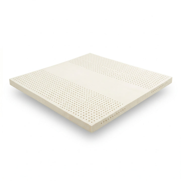 King Split Head Flex Top natural Dunlop latex replacement foam, medium 29 ILD, shown at an angle on a white background